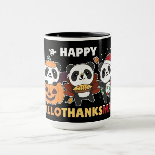 Caneca Feliz Hallothanksmas Pandas Christmas Panda
