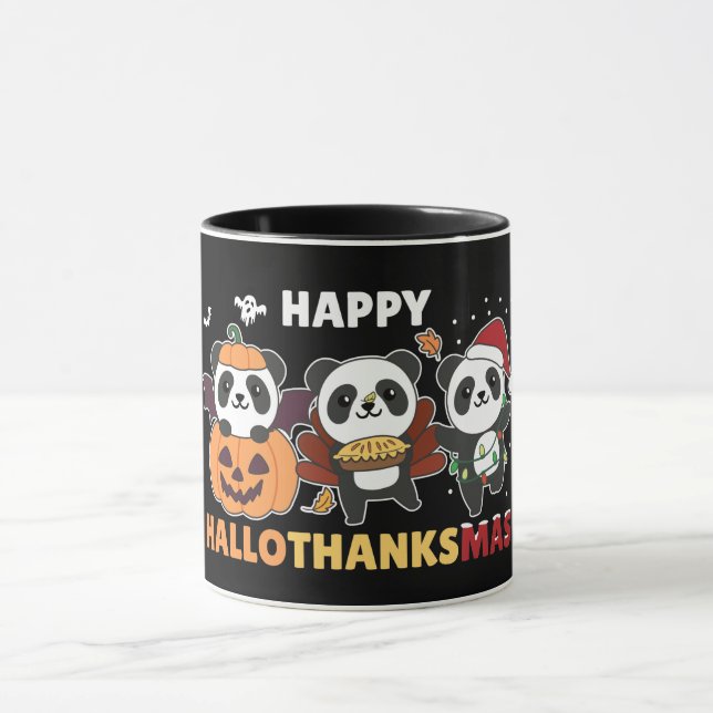 Caneca Feliz Hallothanksmas Pandas Christmas Panda (Centro)