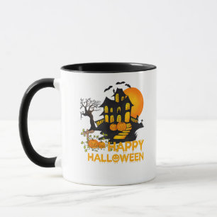 Caneca Feliz Halloween Abóbora Assustadora Casa Assombrad
