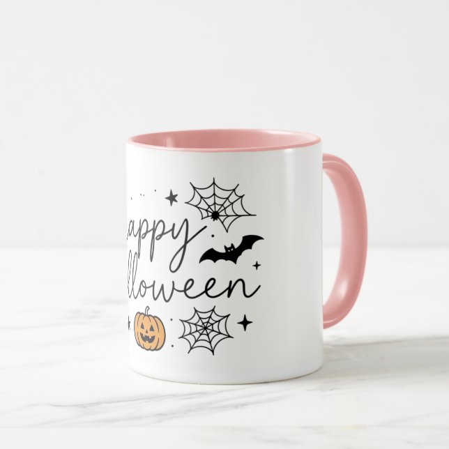 Caneca Feliz Halloween Abóbora Morcego (Frente Esquerda)