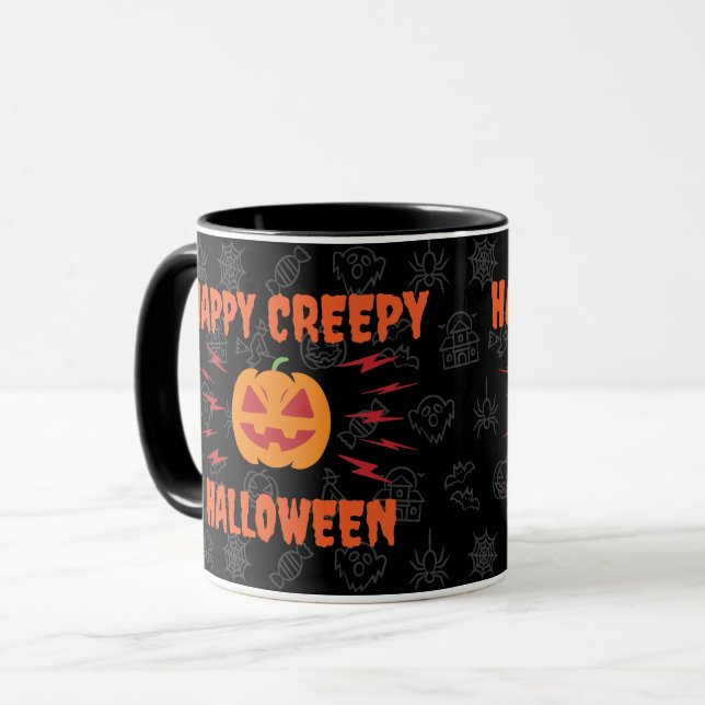 Caneca Feliz Halloween assustador (Frente Esquerda)