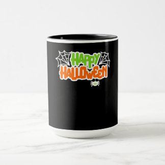 Caneca Feliz Halloween Colorida Aranha Cótea