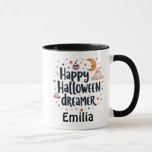 Caneca Feliz Halloween Dreamer Nome Personalizado Coffee