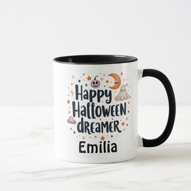 Caneca Feliz Halloween Dreamer Nome Personalizado Coffee  (Direita)