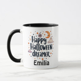 Caneca Feliz Halloween Dreamer Nome Personalizado Coffee 