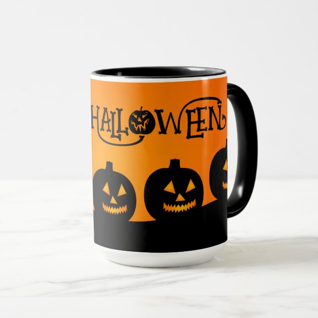 Caneca Feliz Halloween Jack-O-Lanterns (Frente Esquerda)