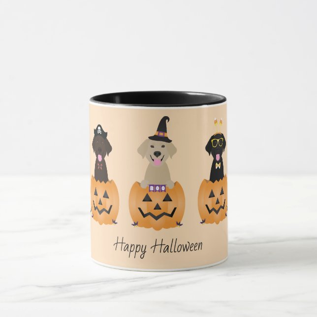 Caneca Feliz Halloween Labrador Retriever Cães Pumpkin (Centro)