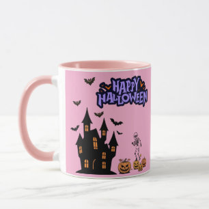 Caneca Feliz Halloween rosa claro
