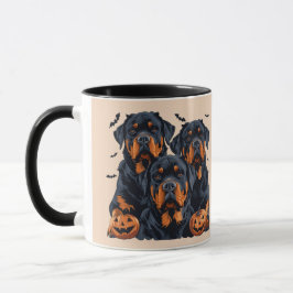 Caneca Feliz Halloween Rottweiler Cães Jack O Lanterna