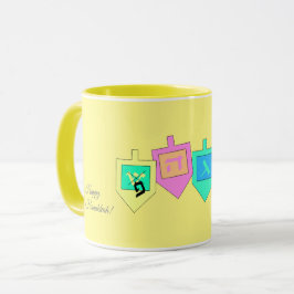 Caneca Feliz Hanukkah Hebraico