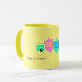 Caneca Feliz Hanukkah Inglês Hebraico