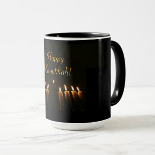Caneca Feliz Hanukkah Menorah Candles Elegante
