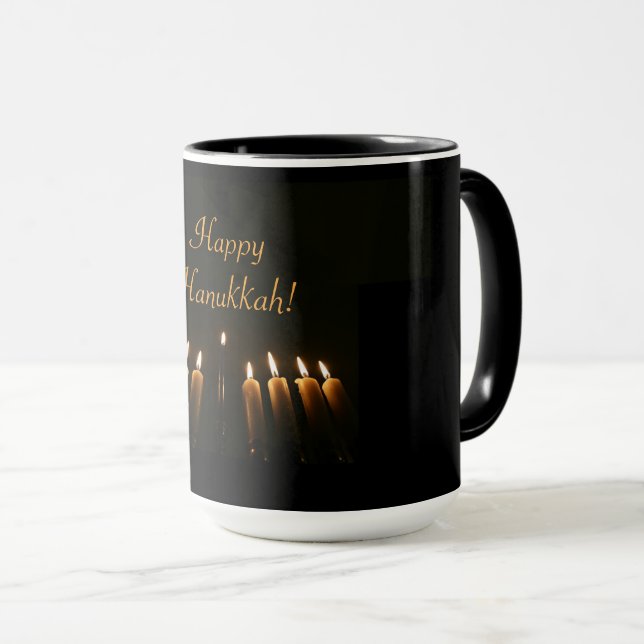 Caneca Feliz Hanukkah Menorah Candles Elegante (Frente Esquerda)