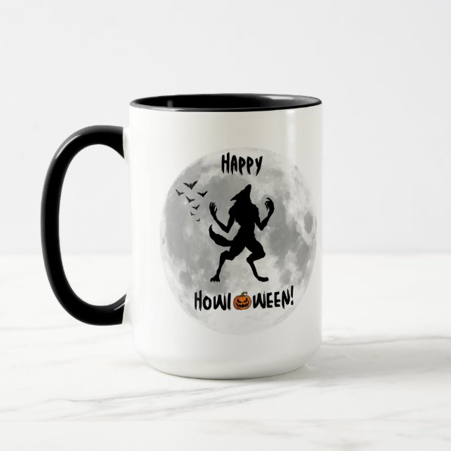 Caneca Feliz Howl-o-entre Engraçado Werewolf Coffee Mug (Esquerda)