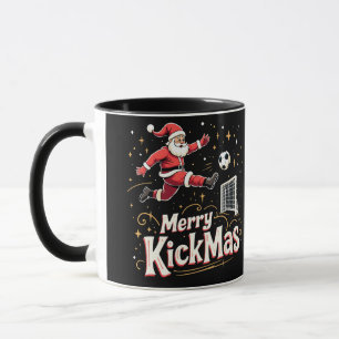 Caneca Feliz Kickmas Engraçado Papai Noel Amantes do Fute