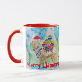 Caneca Feliz Llama Llamamas Blue Christmas Mug