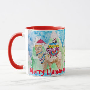 Caneca Feliz Llama Llamamas Blue Christmas Mug