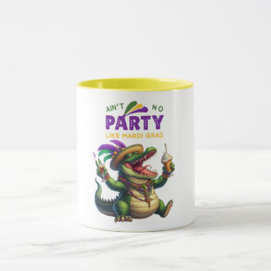 Caneca Feliz Mardi Gras Alligator