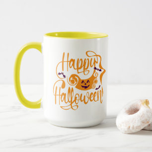Caneca Feliz morcego de Halloween jack ou lanterna