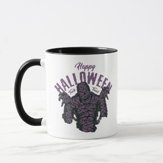 Caneca Feliz Múmia das Halloween - Monstro Malhado (Esquerda)
