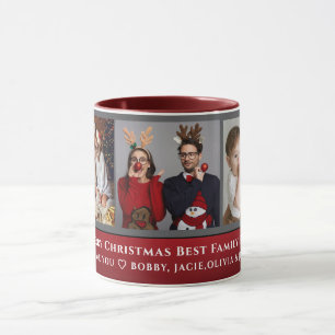 Caneca Feliz Natal 3 Família Foto Colagem Natal