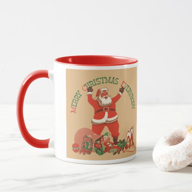 Caneca Feliz Natal a Todos! Santa Claus Vintage (Com Donut)