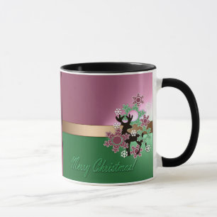 Caneca Feliz Natal! , ano novo, veado de Natal, neve