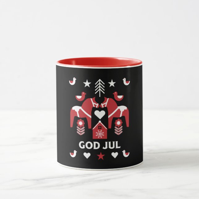 Caneca Feliz Natal Arte Popular Sueca L (Centro)