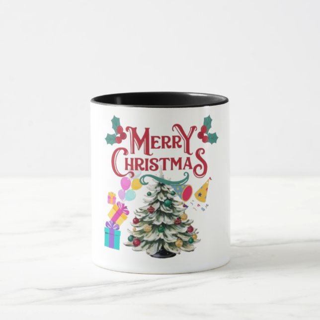 Caneca Feliz Natal, árvore e presente (Centro)