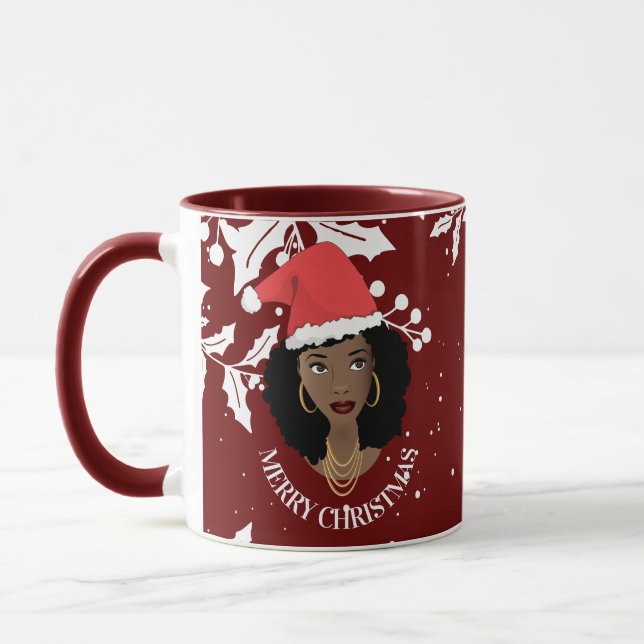 Caneca Feliz Natal, Bela Natural Santa Hat, Maroon (Esquerda)