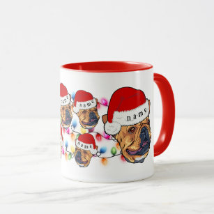 Caneca Feliz Natal Boston Terrier Santa Hat Dog Lover
