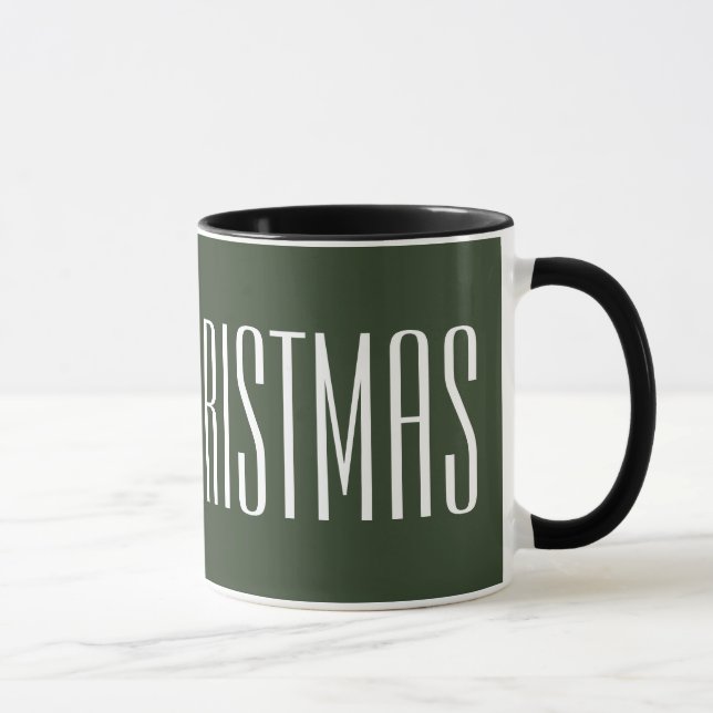 Caneca Feliz Natal - branco no verde caçador (Direita)