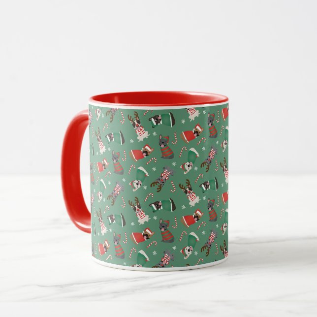 Caneca Feliz Natal - Buldog Francês (Frente Esquerda)