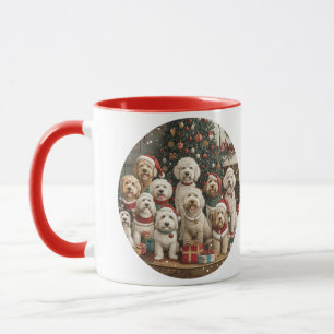 Caneca Feliz Natal Cachorro de Cachorro de Goldendoodle
