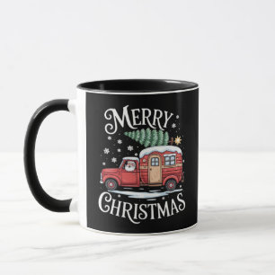 Caneca Feliz Natal Camping Fofo Papai Noel Caminhão Essen