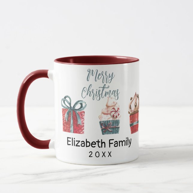 Caneca Feliz Natal Cana-de-Cana-d'Água Maroon (Esquerda)