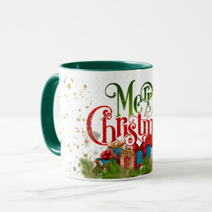 Caneca Feliz Natal, cartões de natal coloridos,