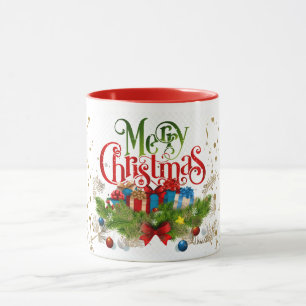 Caneca Feliz Natal, cartões de natal coloridos,
