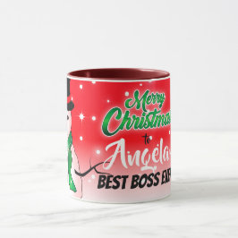 Caneca Feliz Natal com Snowman no Best Boss Ever