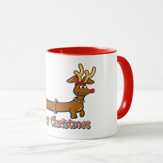 Caneca Feliz Natal Dachshund (Frente Esquerda)