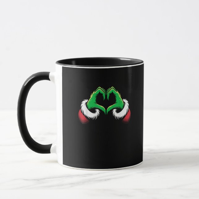 Caneca Feliz Natal das mãos do coração (Esquerda)