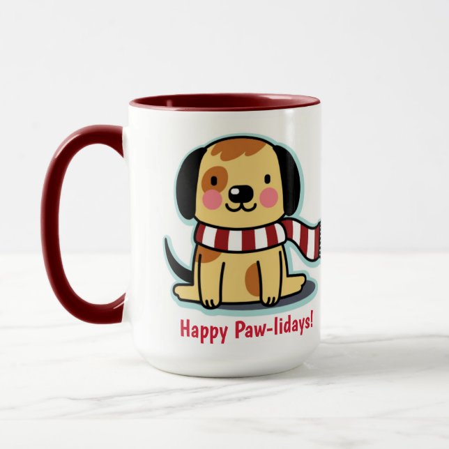 Caneca Feliz Natal de Cachorro de Cachorro! (Esquerda)