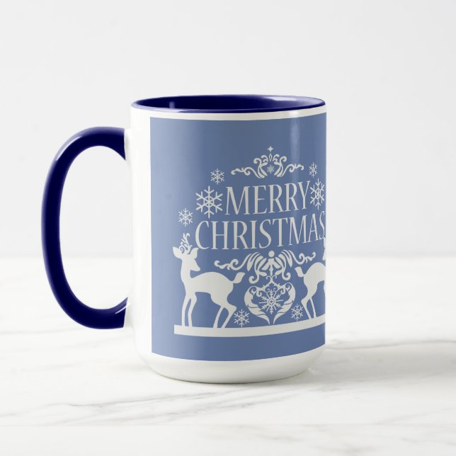 Caneca Feliz Natal Dois Tone Mug Blue (Esquerda)