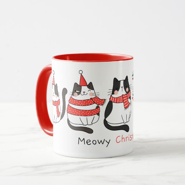 Caneca Feliz Natal dos Gatos (Frente Esquerda)
