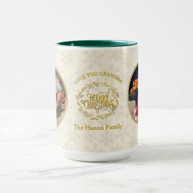 Caneca Feliz Natal e Te Amo Avó | Duas Fotografias (Centro)