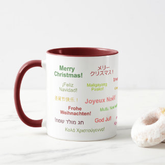 Caneca Feliz Natal em diferentes línguas do mundo