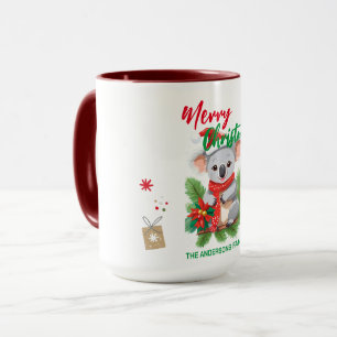 Caneca Feliz Natal Engraçado Koala Papais noeis vermelho