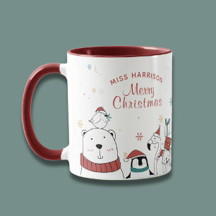 Caneca Feliz Natal, Engraçados Animais Bonitos Personali