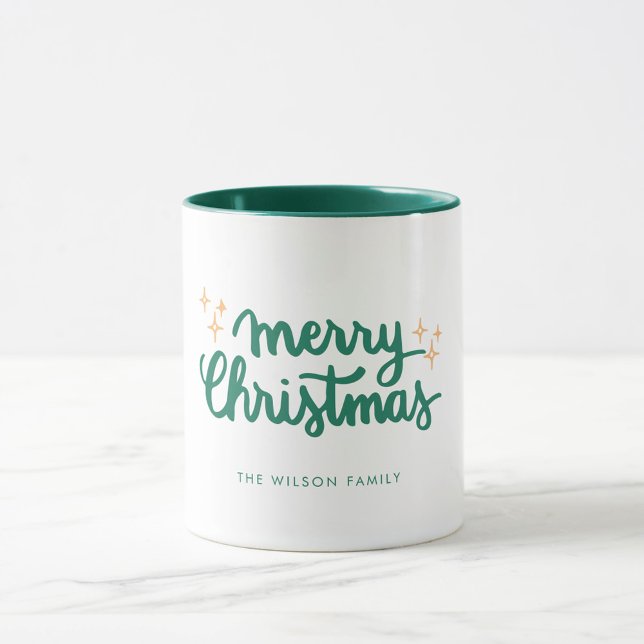 Caneca Feliz Natal - Família Stars Lettering (Criador carregado)