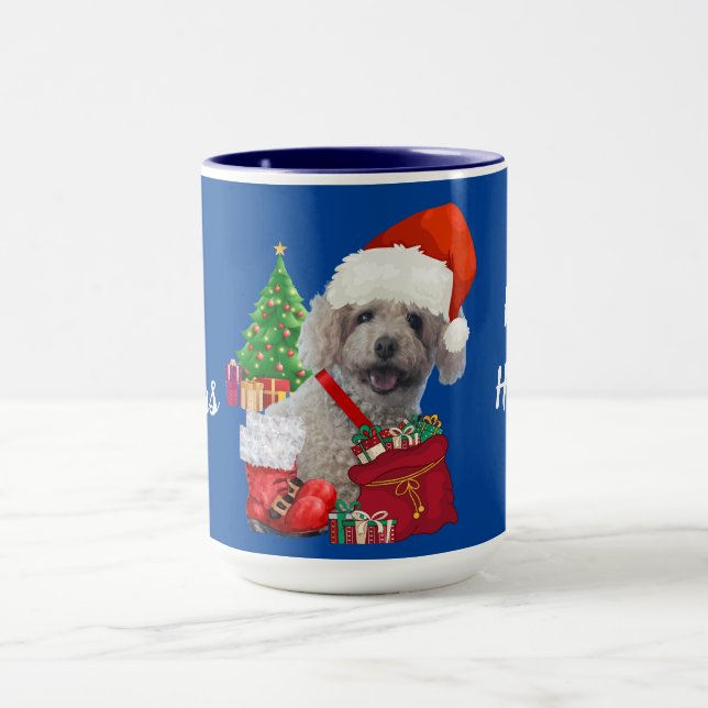 Caneca Feliz Natal Feliz Férias Poodle Mug (Centro)